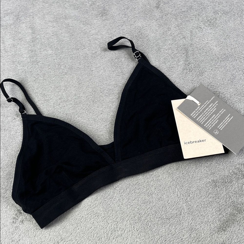 NEW Icebreaker XL Merino‎ Wool Blend Black Triangle Bralette Minimalist